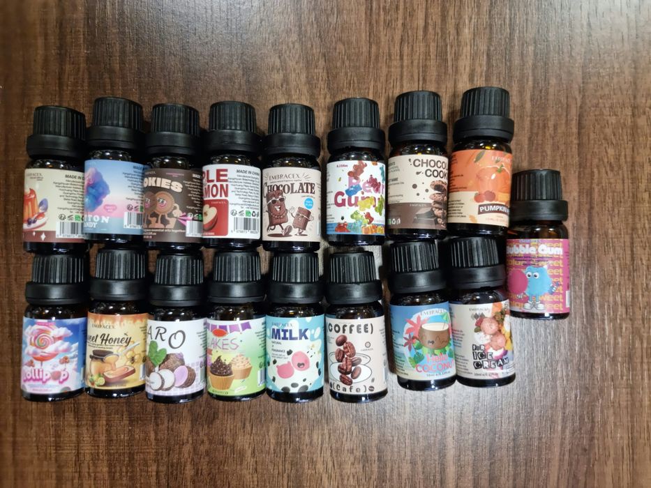 17 нови ароматни масла Embracex (10ml) - сладки и десертни аромати- подходящи за дифузер, ароматни свещи и сапуни