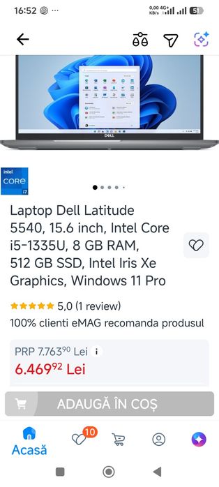 Laptop nou Dell i5 a13a generație Ram 16Gb DDR5 video 8Gb ssd 512Gb  Windows 11 OFFICE