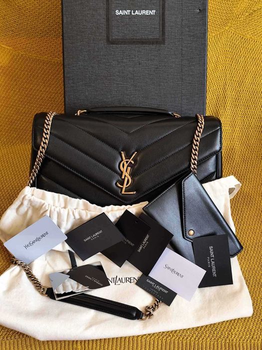 Yves Saint Laurent YSL Чанта с верижка от мека агнешка кожа