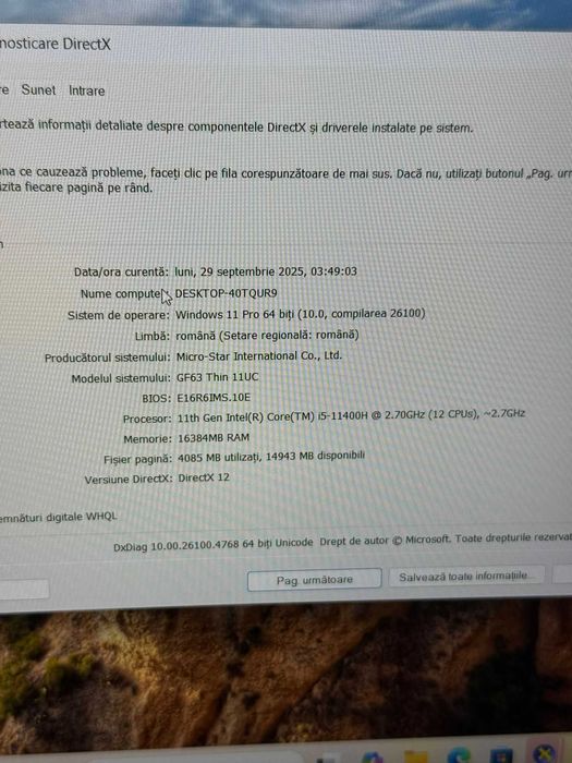 HOPE AMANET P2 -Laptop MSI GF63 /i5 gen 11 / 16gb Ram/ Geforce Rtx3050