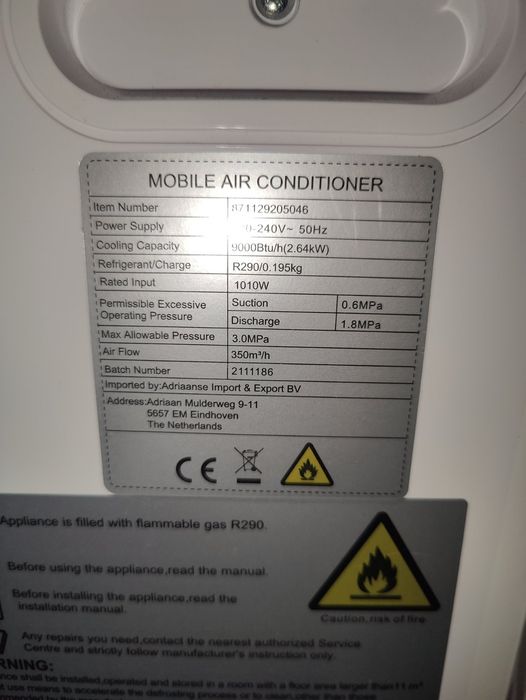 Преносим климатик 9000 BTU