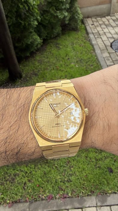 Tissot PRX gold auriu automat acte, cutie