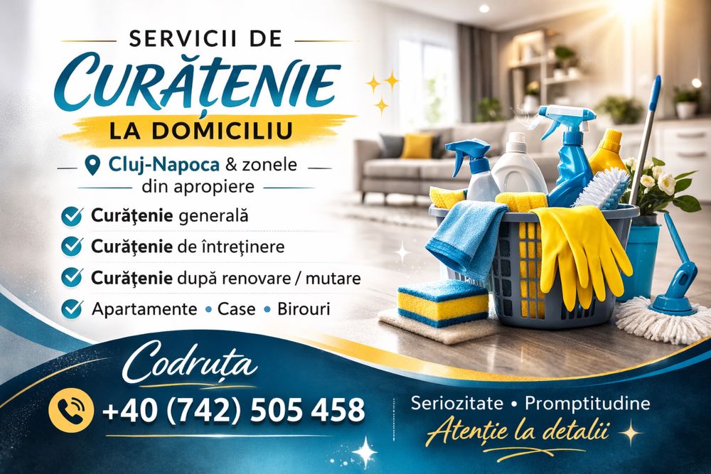Servicii de curatenie la domiciuliu.