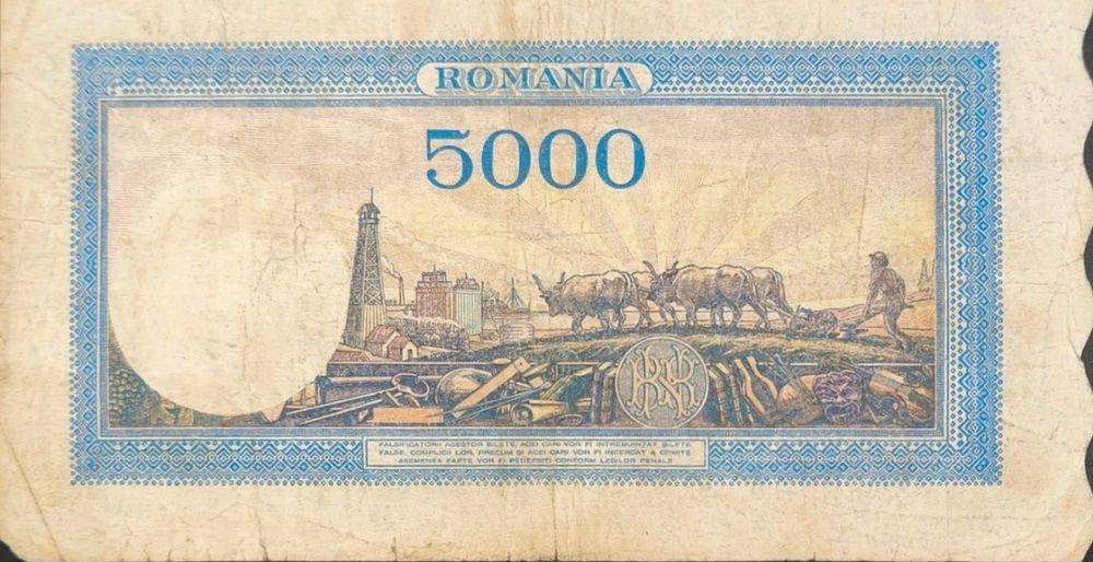 Lot 7 Bancnote Vechi România - 5000 Lei 1943 Traian și Decebal