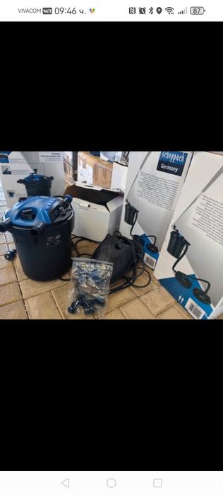 Водна помпа за градинско езеро Scheppach PFS8000 43W UV лампа Филтър з