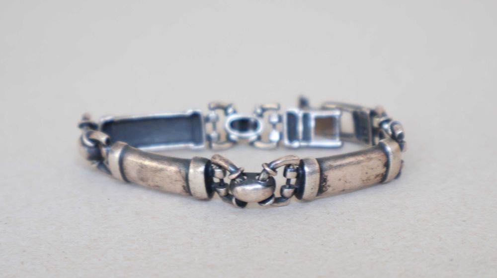 Мъжка сребърна гривна 30 грама оксидирана (дължина 20.5 см)