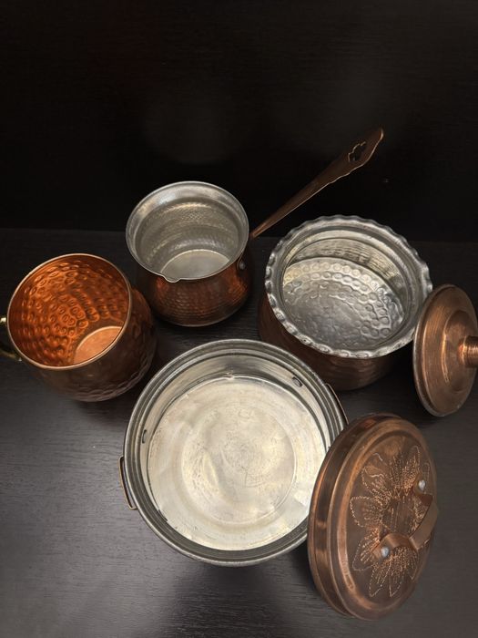 Set 4 oale si ibric din cupru