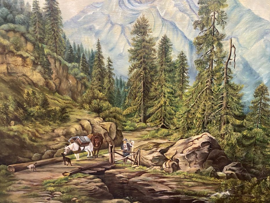 Маслена картина планински пейзаж Robert Demachy Франция 1914