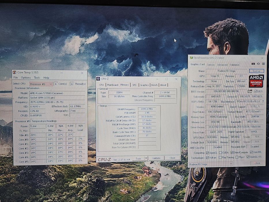 Unitate PC Gaming RYZEN 5 5500 video 8GB RX VEGA 64 16GB RAM SSD