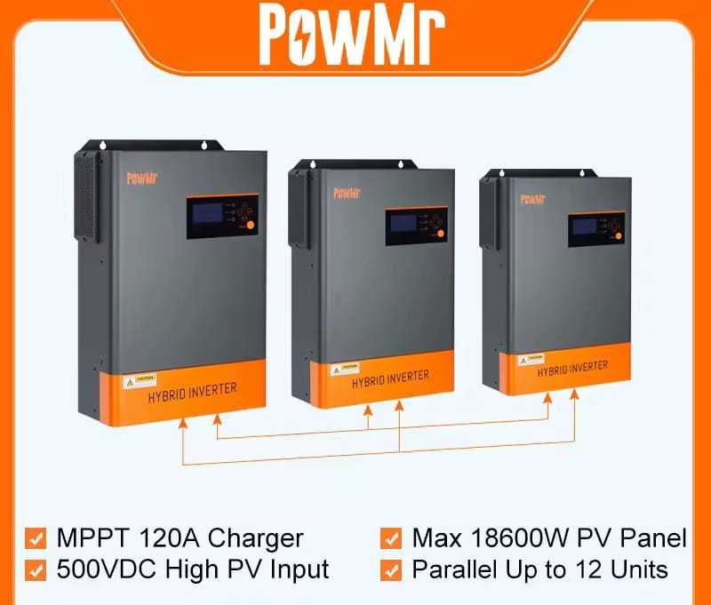 Хибриден слънчев инвертор 6.2KW 48V 220V паралелно до 12 единици