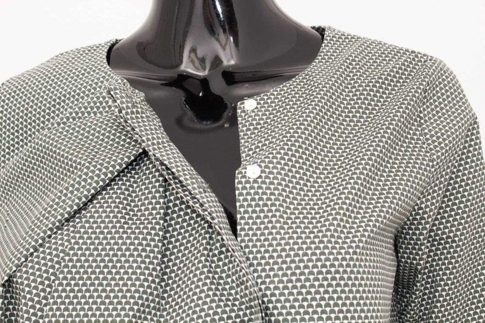 COS дамска блуза с 3/4 ръкав сиво бяло принт памук 36 S