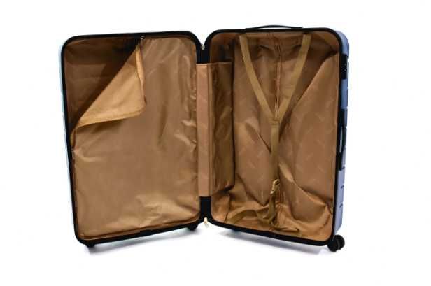 Troler Ella Icon Leaf cu 4 roti duble, ABS, 77x50x30 cm, Albastru