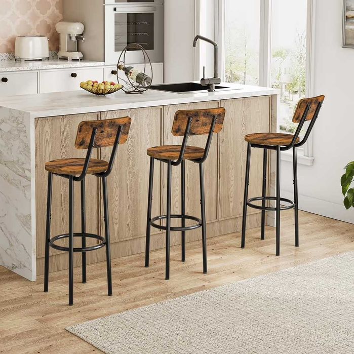 Set 2 scaune bar / bucătărie stil industrial – rustic brown & black