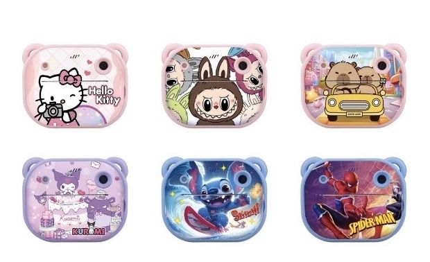 Детски фотоапарат с принтер Стич,Лабубу,Капибара/Camera print