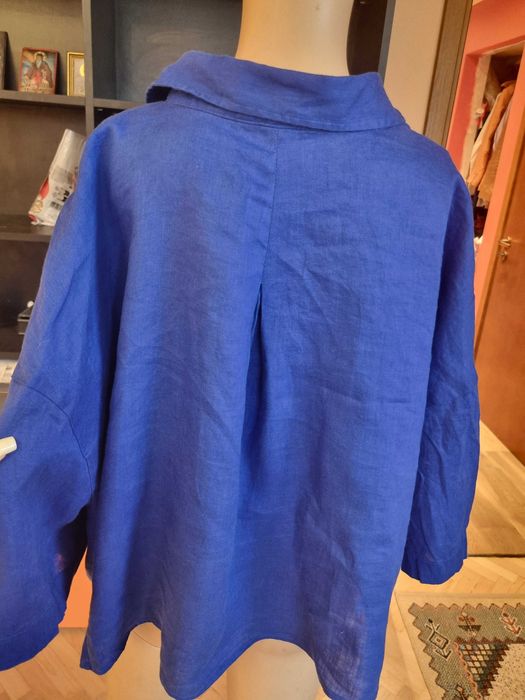 Дамски ризи скъсен (кропнат) модел H&M, 100 % лен