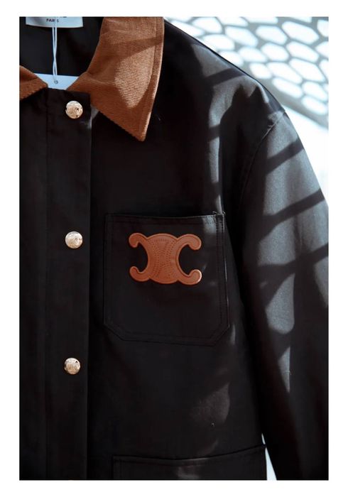 Ново яке в стил Barn / Workwear с акцентно лого и велурена яка – Размер L