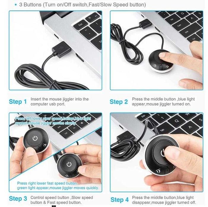 Rii Moji 3D Air Drive Mover Mouse Jiggler Неоткриваема Фалшива Мишка