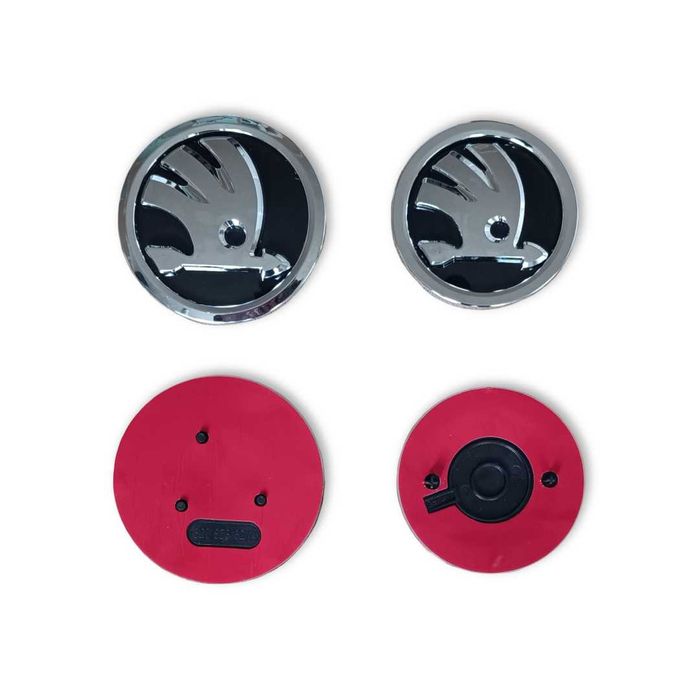 Емблема за Шкода предна 89мм и задна 79мм - Черна, Хромирана, Зелена