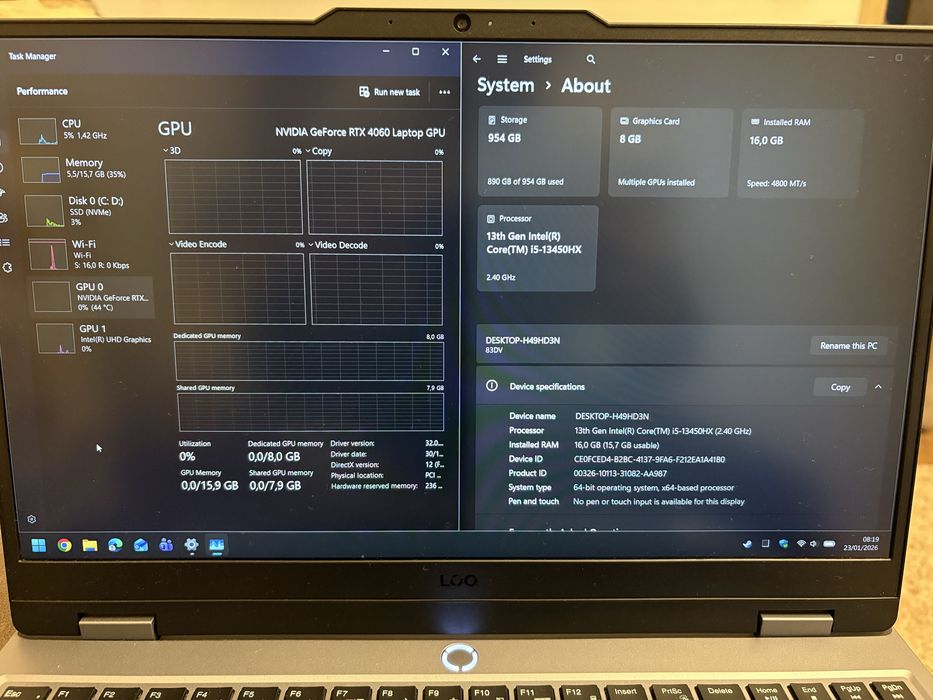 Lenovo Gaming 5IRX9 i5-13450HX RTX 4060 1TB SSD 16GB DDR5 Windows 11