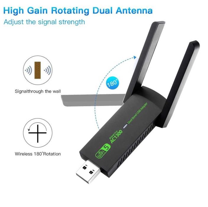 Adaptor WiFi USB 3.0 de 1300 Mbps Bandă duală 2,4Ghz si 5Ghz