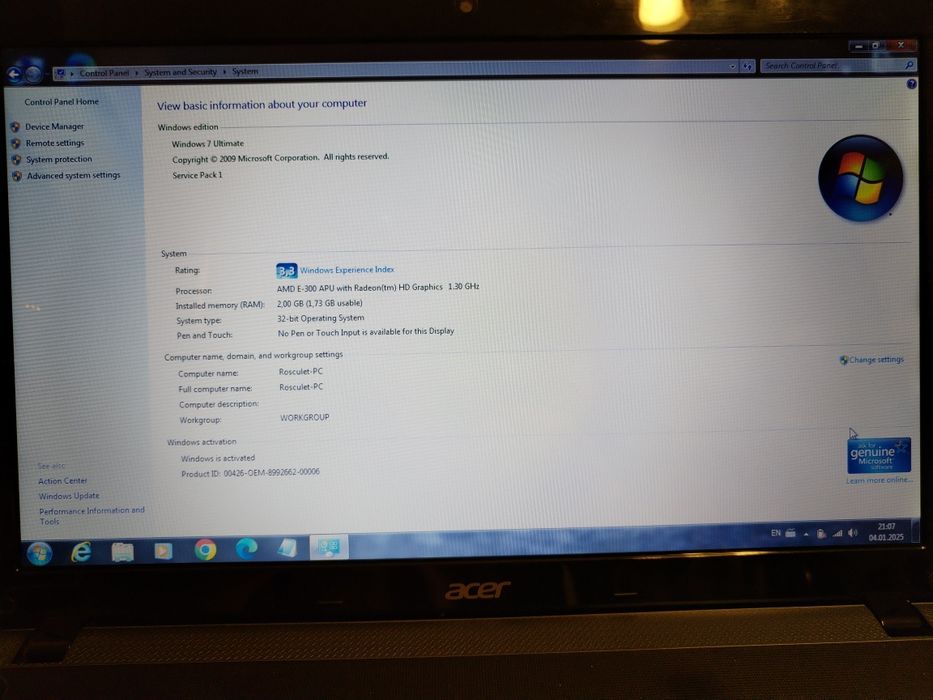 Laptop Acer Aspire 5250