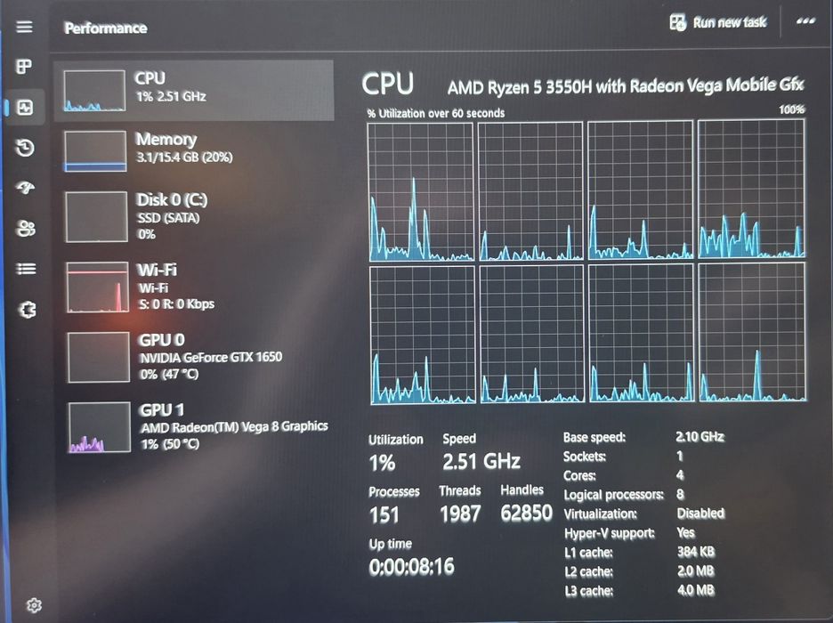 Laptop Asus Ryzen 5 GTX 1650 16GB SSD 15.6" 120Hz