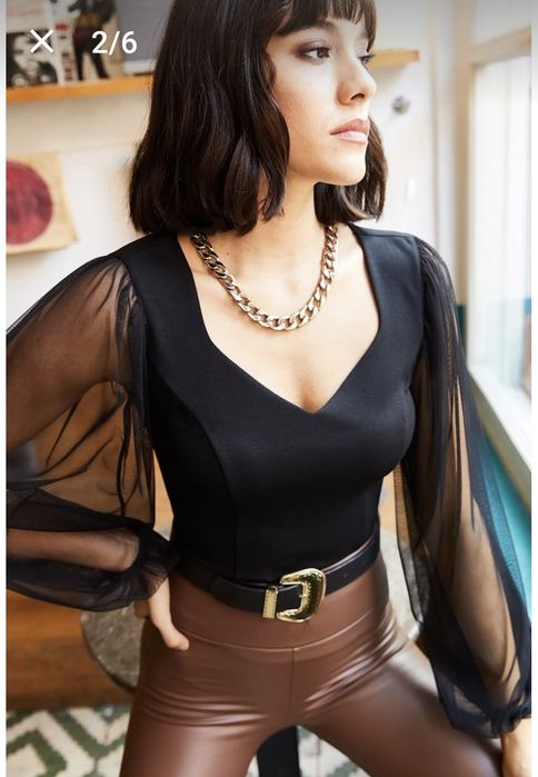 Блуза с шифонени ръкави