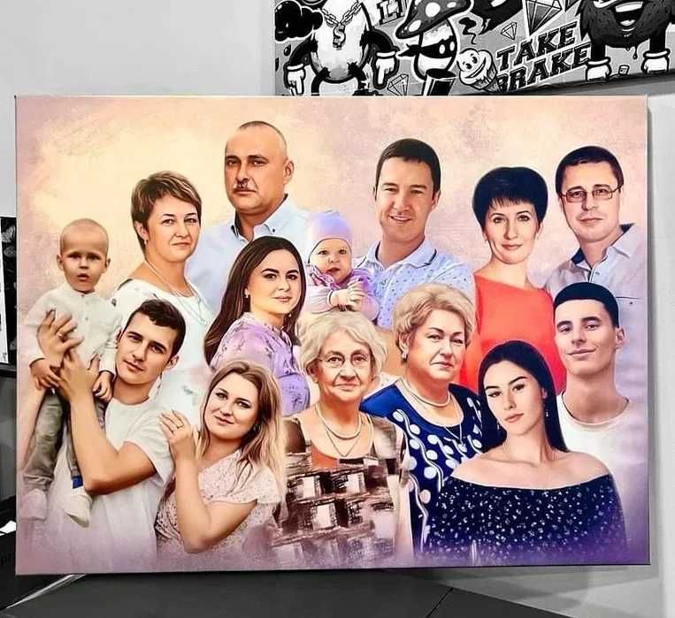 Шикарные портреты на холсте, большой выбор стилей, доставка каспи