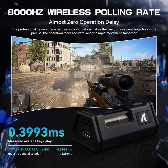 NEW Mouse Attack shark R5 Ultra PAW3950 8K dpi 42000