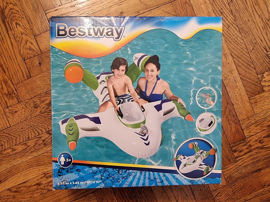 Saltea avion de apa copii cu pistol, 155cm