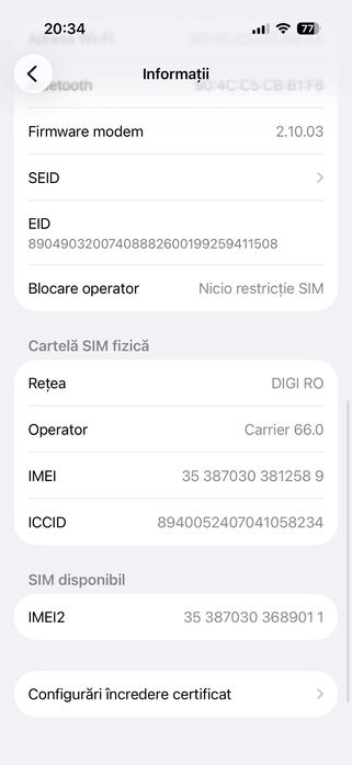 iPhone 16 Pro, 256GB, 5G, Black Titanium, Factură, Garanție 01.11.2026