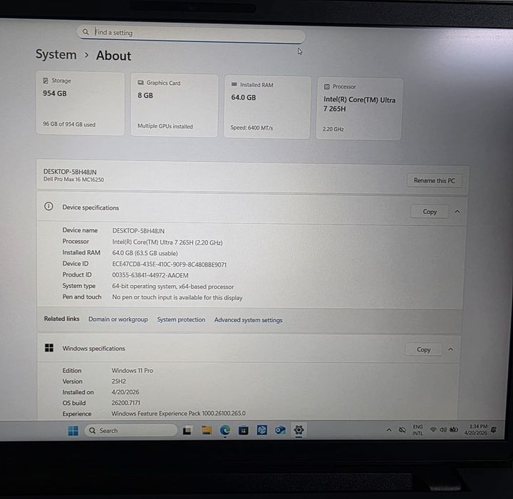 Vând Dell pro max 16 MC16250