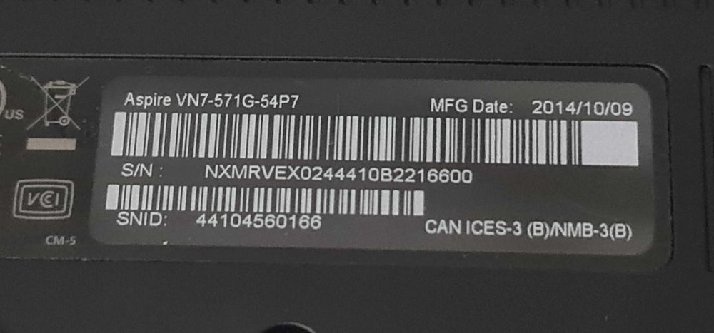 Acer vn7 571 g  gtx850m 4gb / части