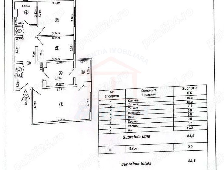 Apartament 3 camere decomandate – etaj 2 – Micro 21, Galați