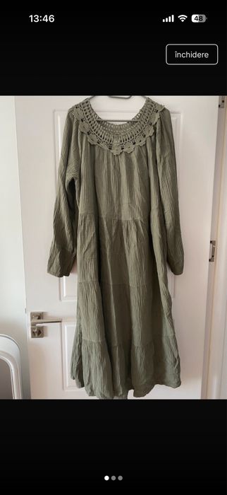 Rochie kaki cu broderie