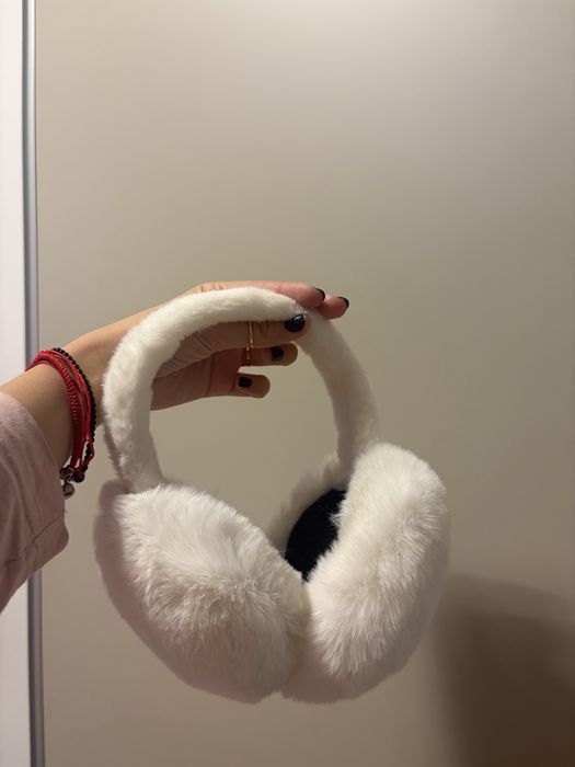 Căști de urechi pentru iarna unisex,captusite cu blană albă
