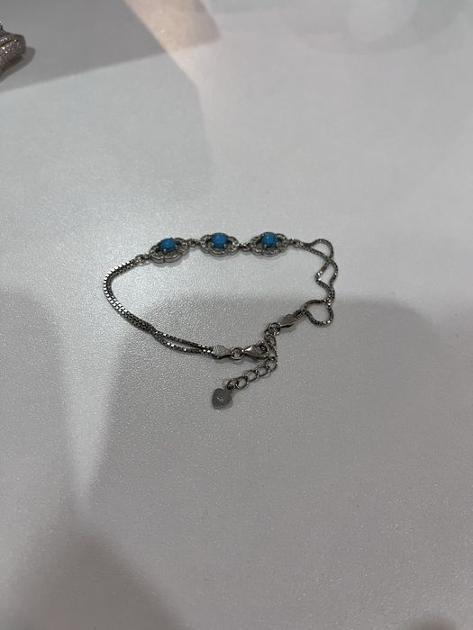 Серебрянный Браслет с синими камнями