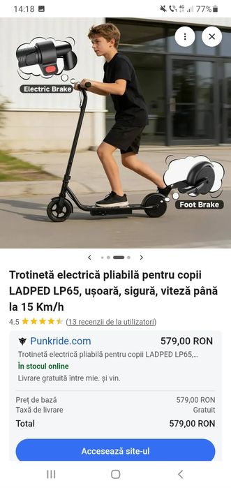 Trotineta electrică nou nouța pentru copii 12 13 ani.