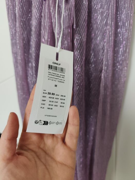 Елегантна рокля Only Shine String Dress/ purple rose