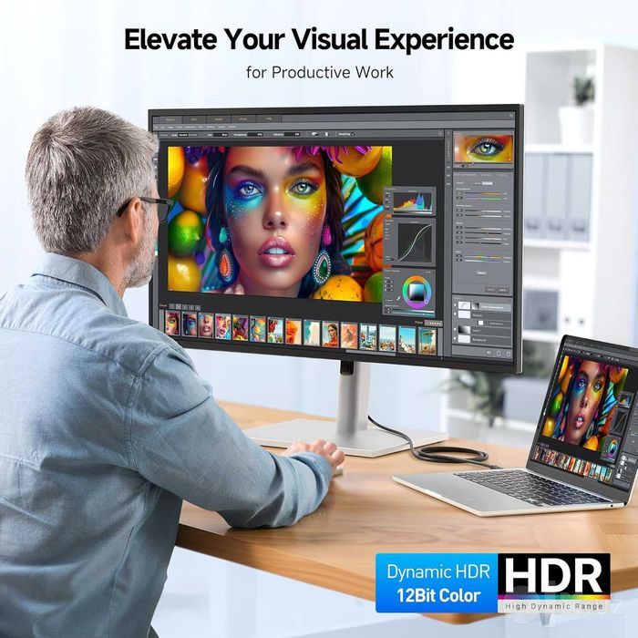 Кабель двунаправленный Cable Matters USB-C to DisplayPort 2.1 8K/120Hz