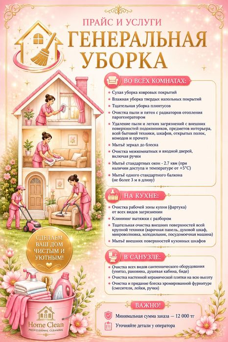 Лучший клининг в Астане 24/7 !