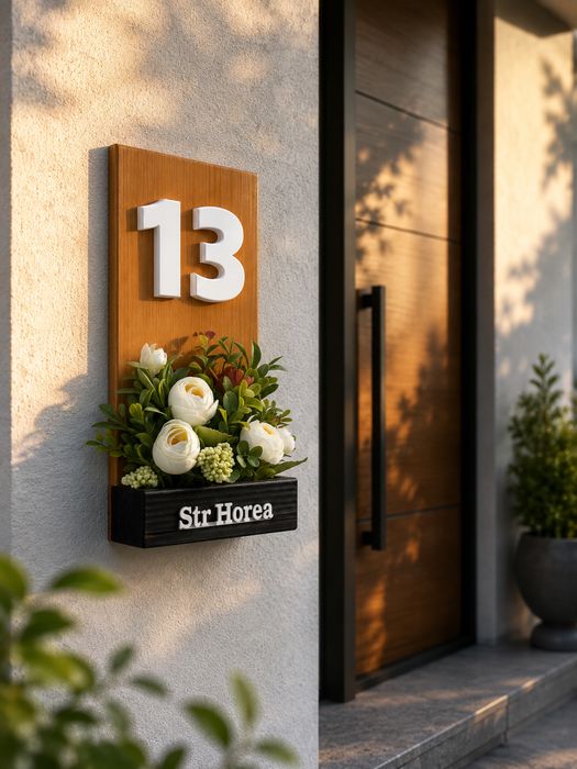 Numar de casa personalizat din lemn