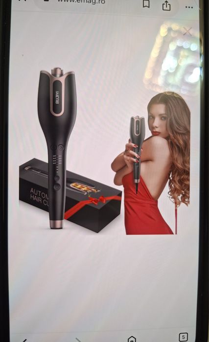 Ondulator par automatBujiyi,pentru bucle mari ,ceramică negru  4 tempe