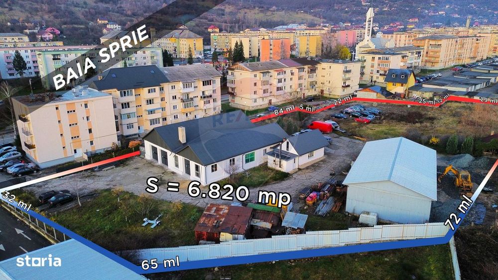 Teren 6,820mp, service, birouri si 2 hale in Baia Sprie zona Centrala