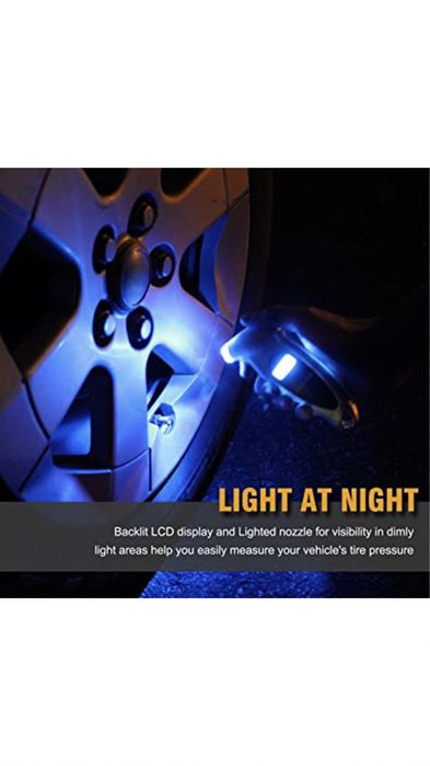 Манометър за гуми дигитален, LCD дисплей, черен
