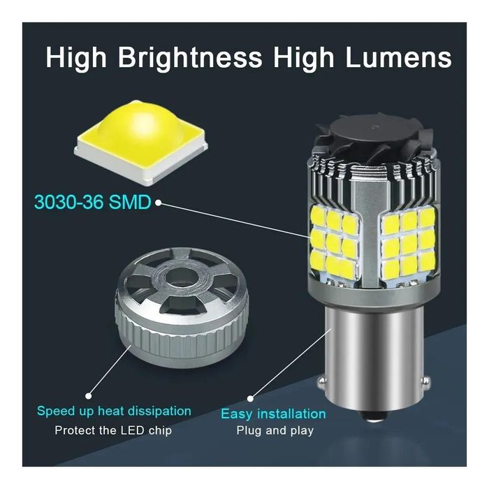 комплект led диодни крушки 2броя flyseen fls6295 бели,12v,1156 ...