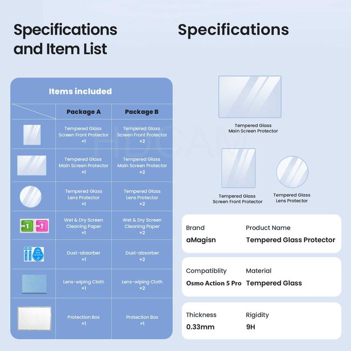 Стъклени протектори за DJI Osmo Action 5 Pro - 3бр.