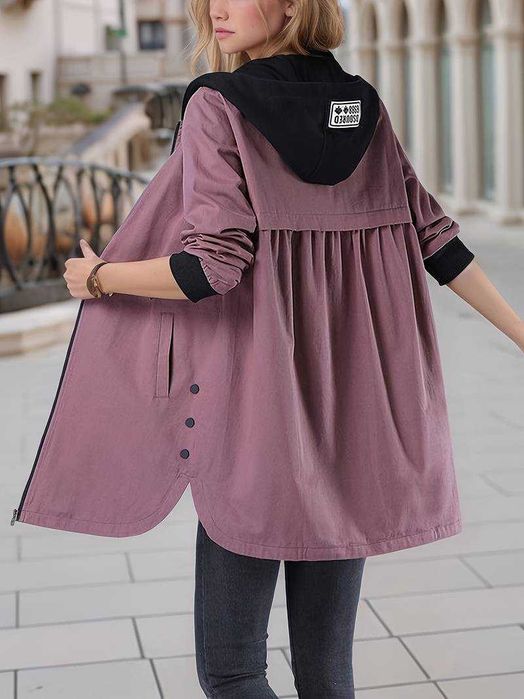 Модерно Дамско Яке Наситено Розово