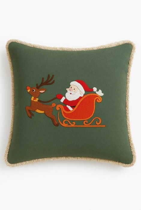 Pernă decorativă de Crăciun model brodat