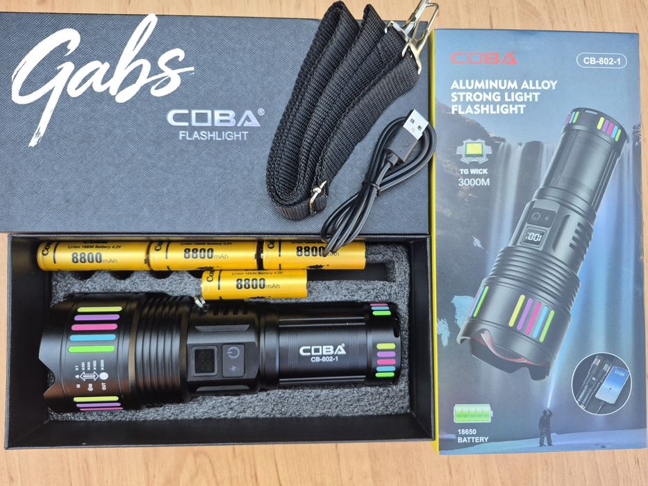 Супер силен LED фенер COBA CB-802-1,3000m